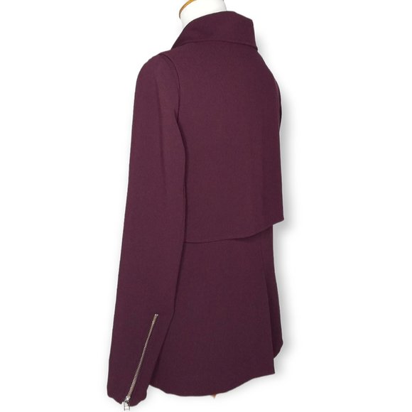 Aritzia Wilfred Moto Jacket Blazer Size XS Purple Eggplant Zippers Snap Closure - Picture 8 of 12